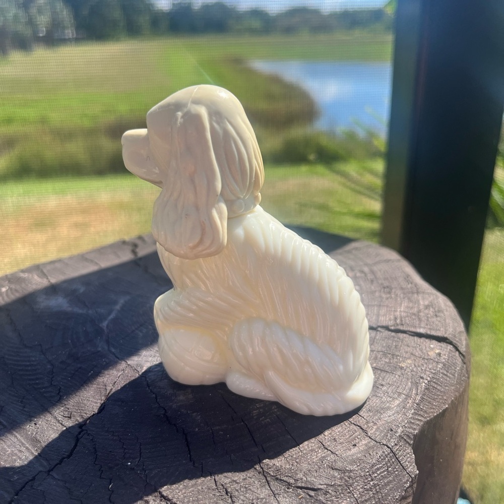 Avon Vintage Bottles Patchwork Cologne Decanter Cocker Spaniel White Dog - Picture 3 of 5